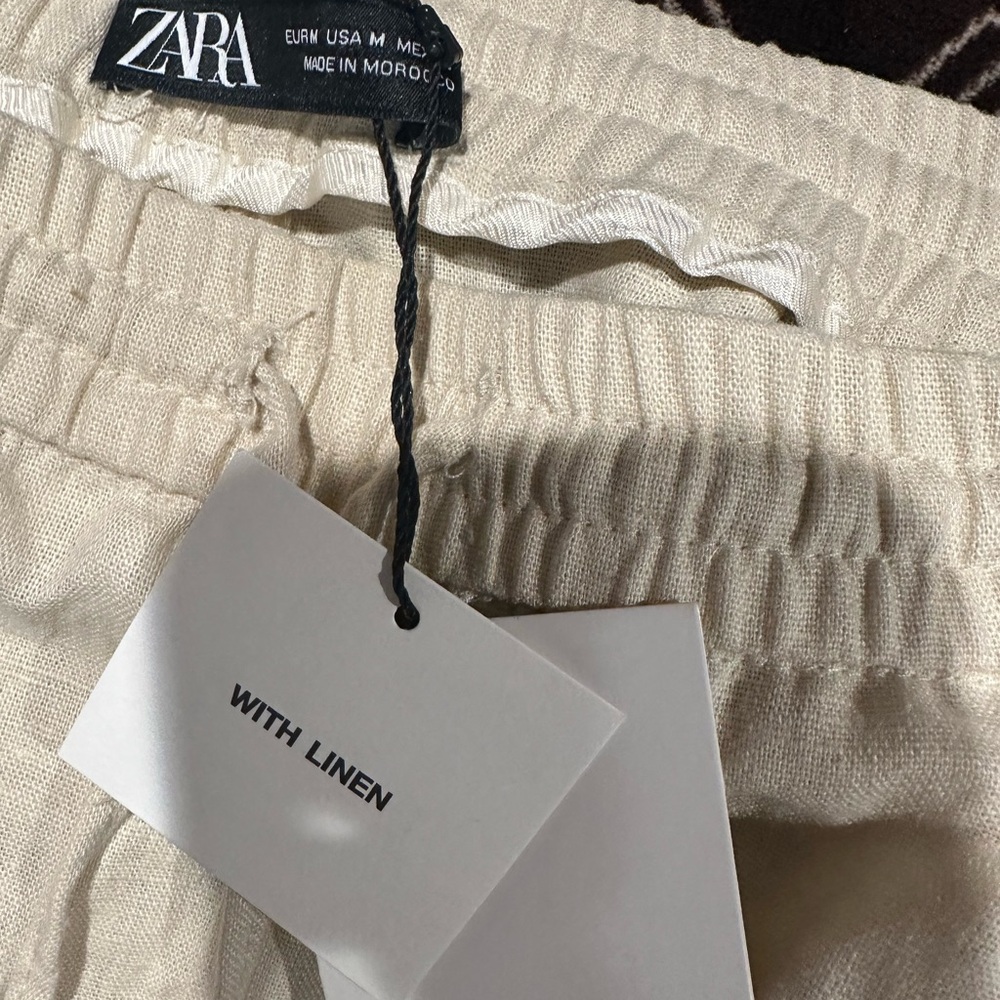 Zara Women's Cream Wide-Leg Pants - Picture 8 of 10